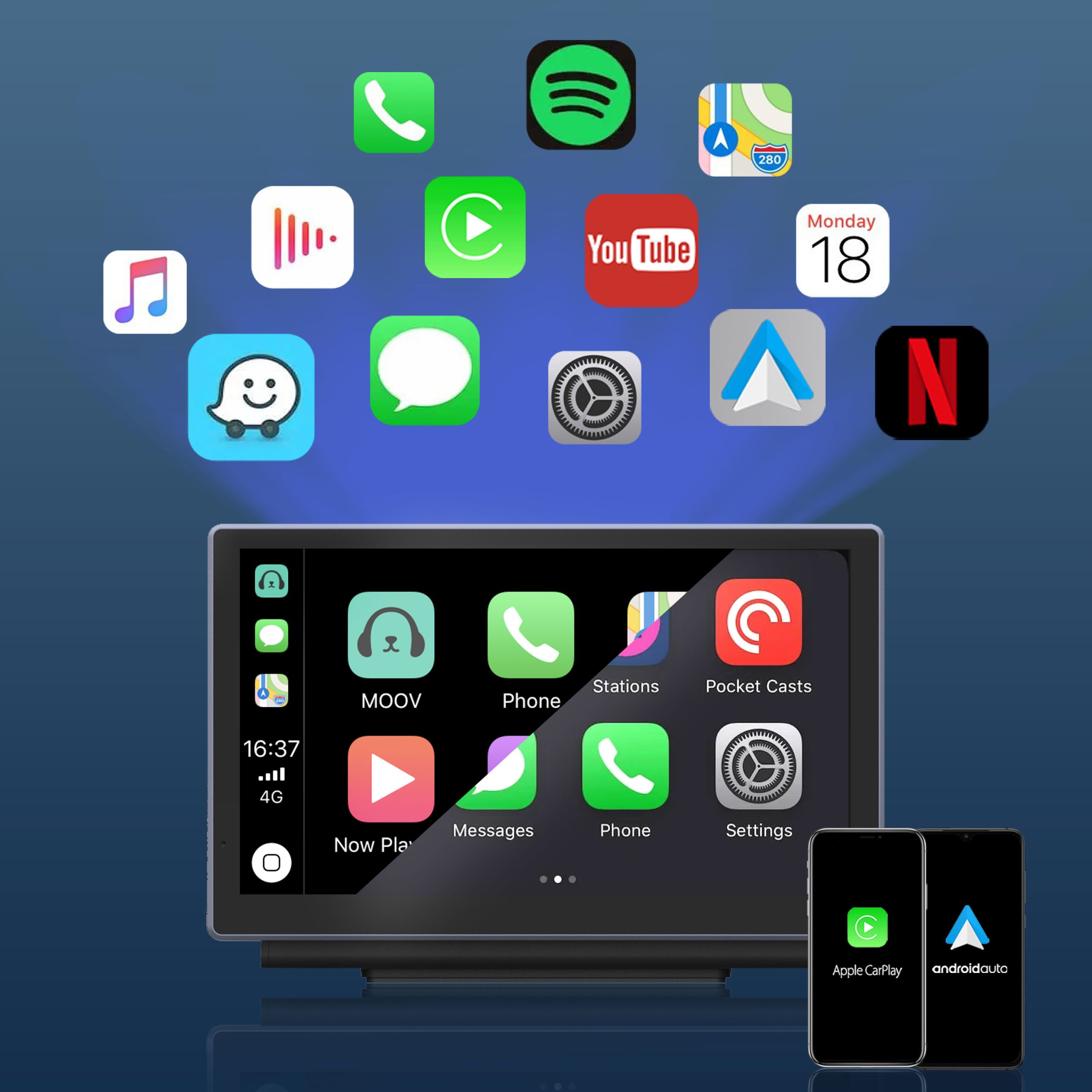 01-scaled-1.jpg 7'' Portable CarPlay & Android Auto Touchscreen Unit with 4K Dashcam + Backup Cam for Any Car - Image 2