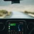 the dashboard of a car with a gps device